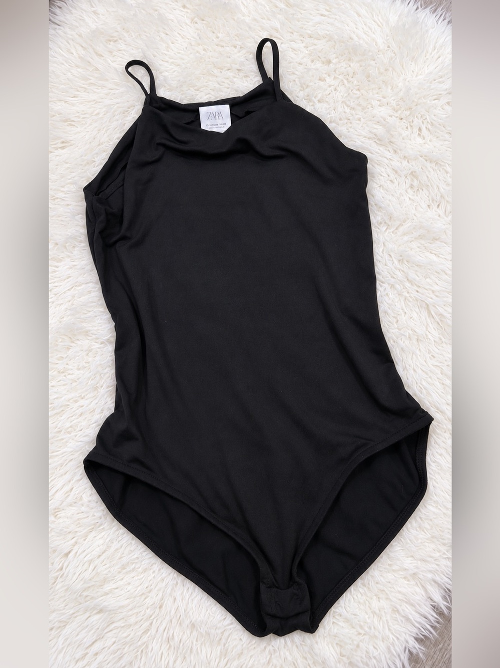 Zara Black Girls' Slim-Strap One-Piece